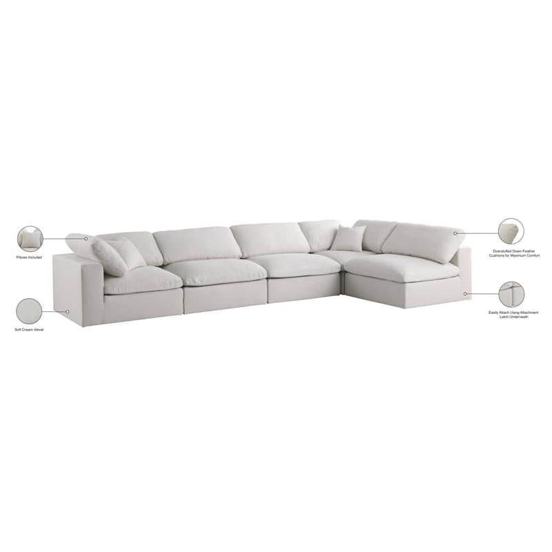 Meridian Furniture Plush Cream Velvet Standard Modular Sectional