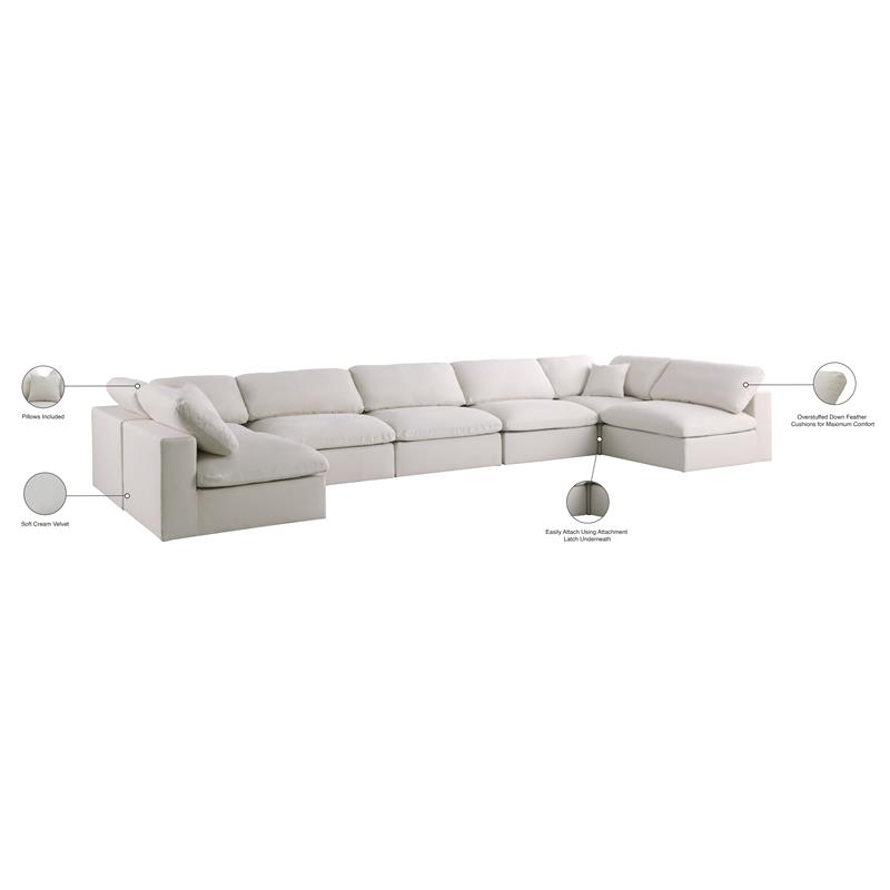 Meridian Furniture Plush Cream Velvet Standard Modular Sectional