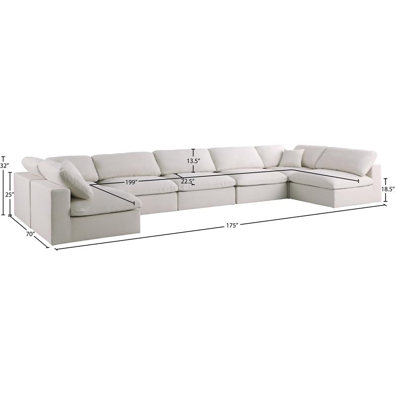 Meridian Furniture Plush Cream Velvet Standard Modular Sectional