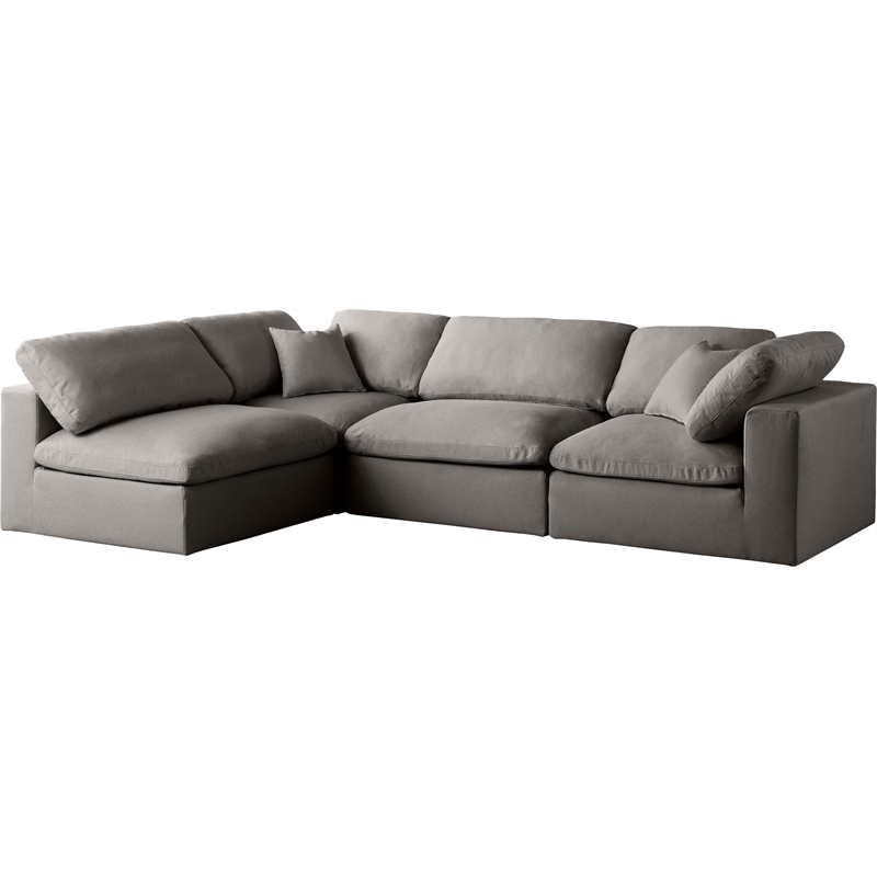 Meridian Furniture Plush Grey Velvet Standard Modular Sectional