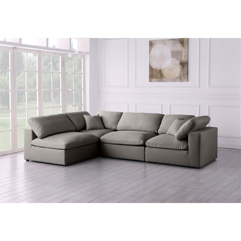 Meridian Furniture Plush Grey Velvet Standard Modular Sectional