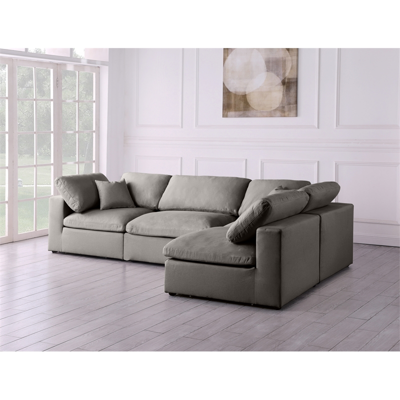 Meridian Furniture Plush Grey Velvet Standard Modular Sectional