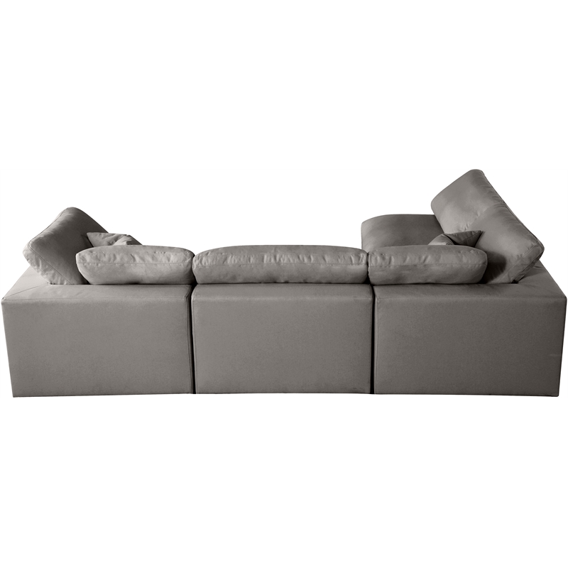 Meridian Furniture Plush Grey Velvet Standard Modular Sectional