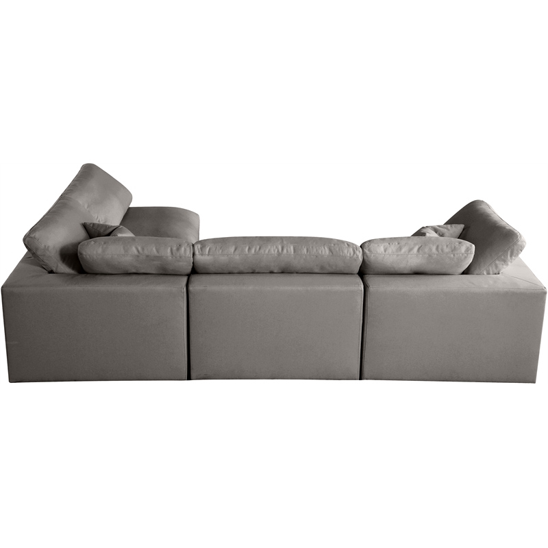 Meridian Furniture Plush Grey Velvet Standard Modular Sectional