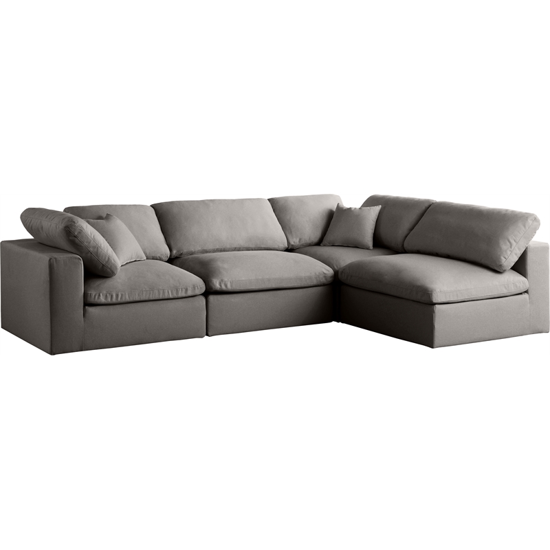 Meridian Furniture Plush Grey Velvet Standard Modular Sectional