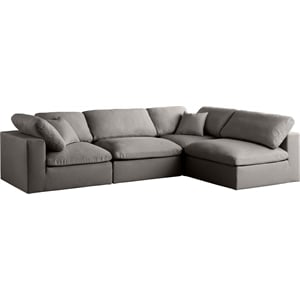 meridian furniture plush grey velvet standard modular sectional
