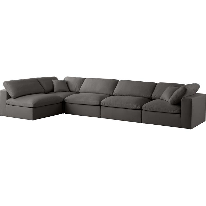 Meridian Furniture Plush Grey Velvet Standard Modular Sectional