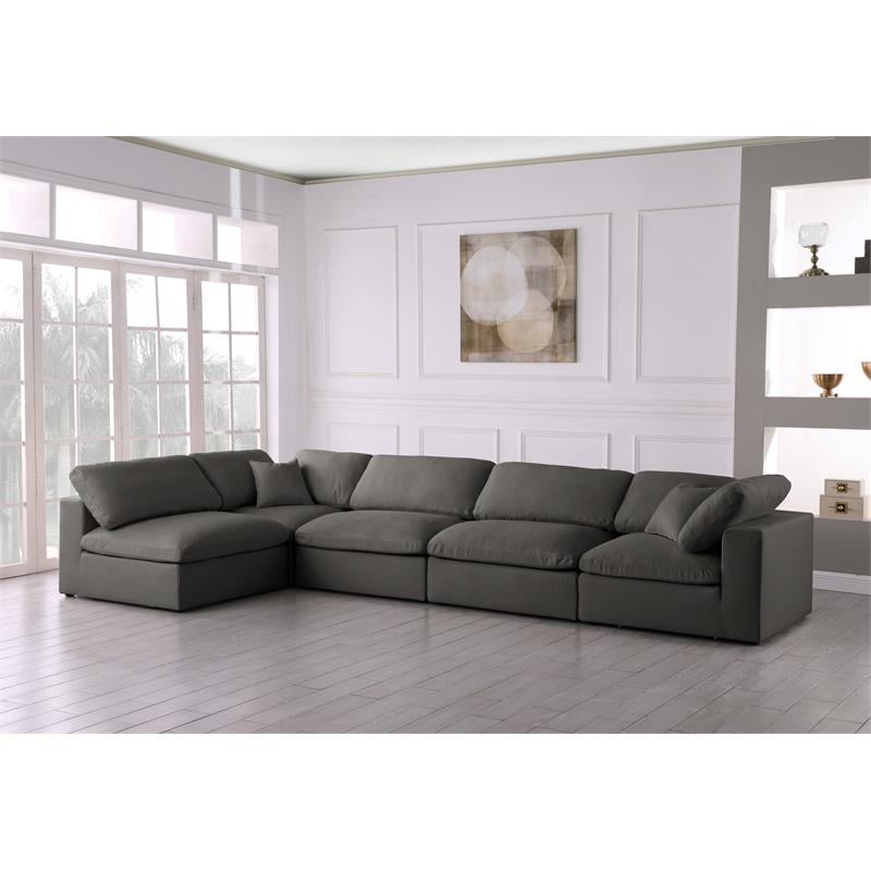 Meridian Furniture Plush Grey Velvet Standard Modular Sectional
