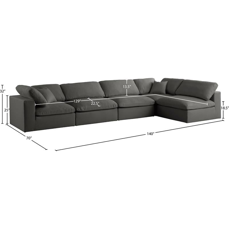 Meridian Furniture Plush Grey Velvet Standard Modular Sectional