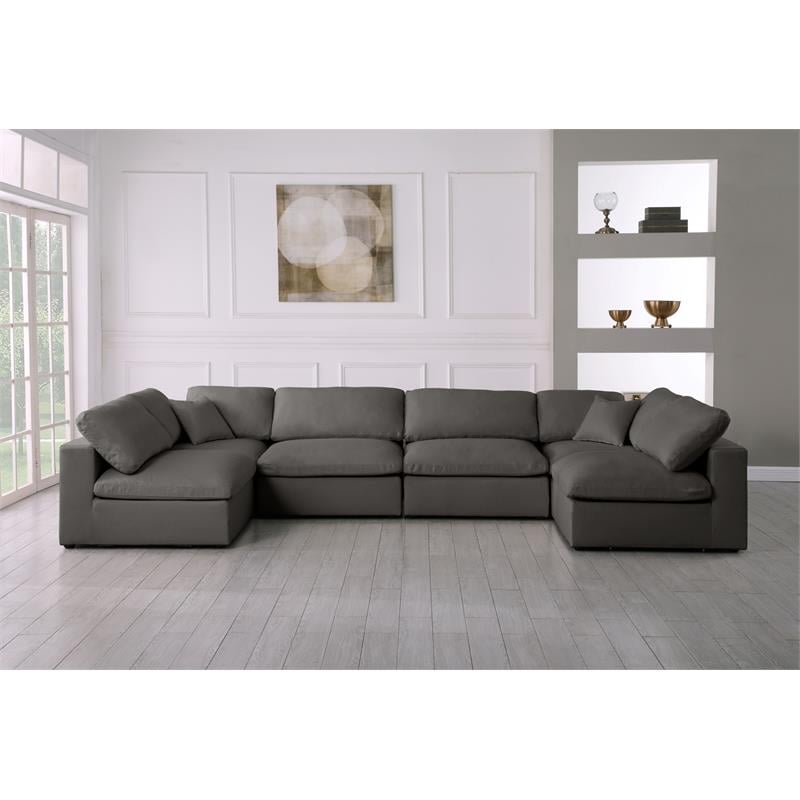 Meridian Furniture Plush Grey Velvet Standard Modular Sectional