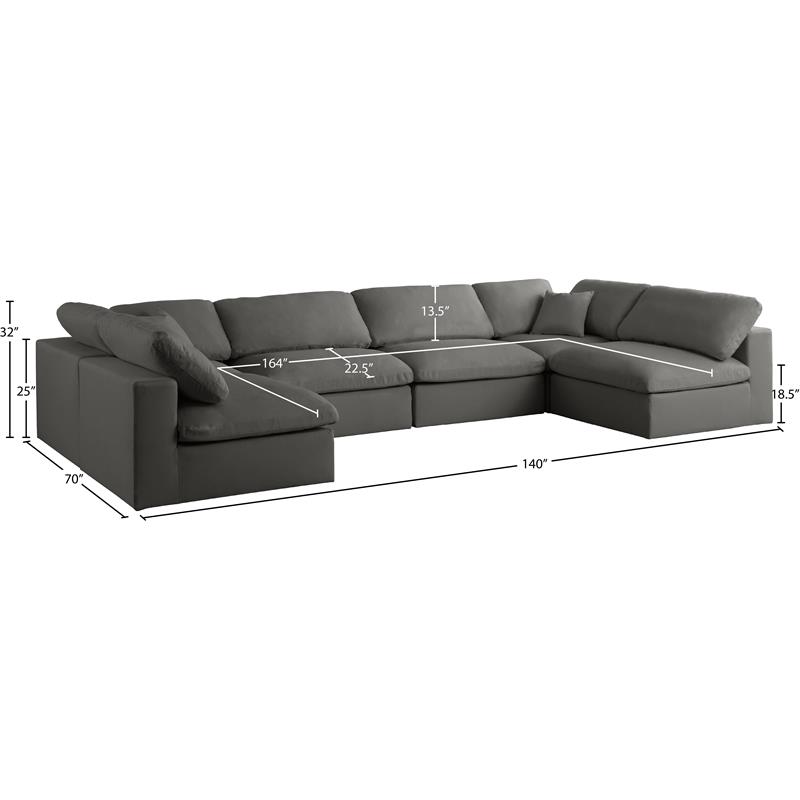 Meridian Furniture Plush Grey Velvet Standard Modular Sectional