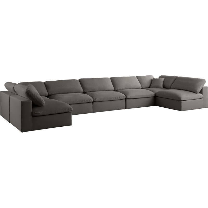 Meridian Furniture Plush Grey Velvet Standard Modular Sectional