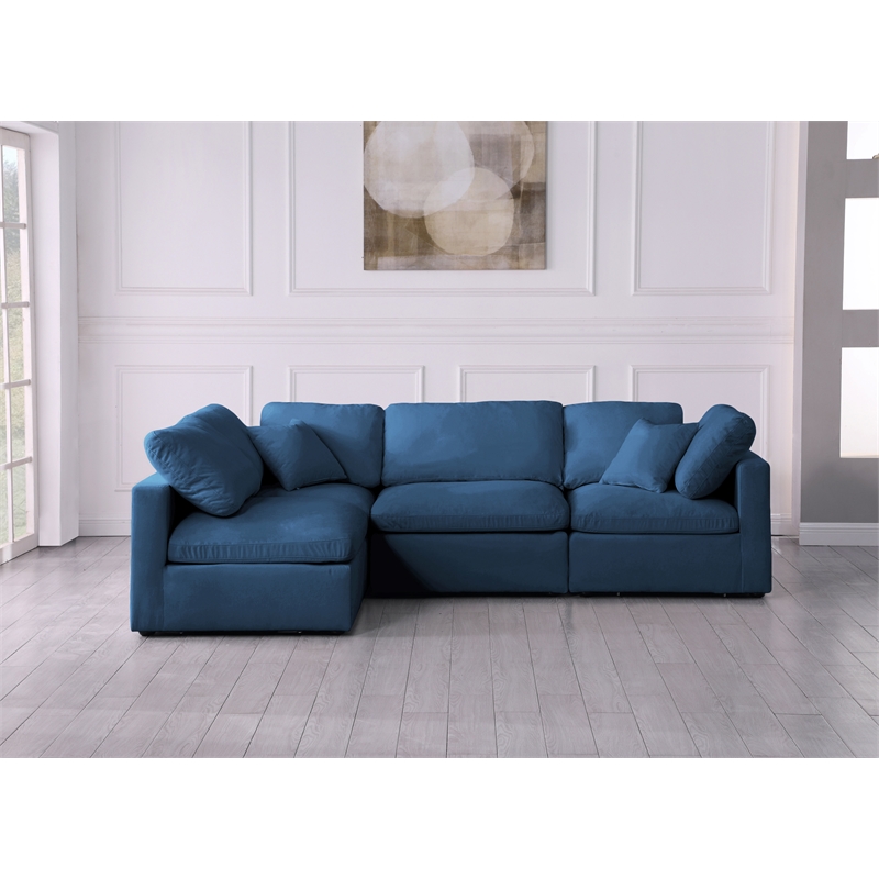 Meridian Furniture Plush Navy Velvet Standard Modular Sectional