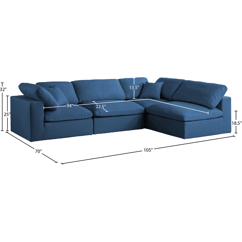 Meridian Furniture Plush Navy Velvet Standard Modular Sectional
