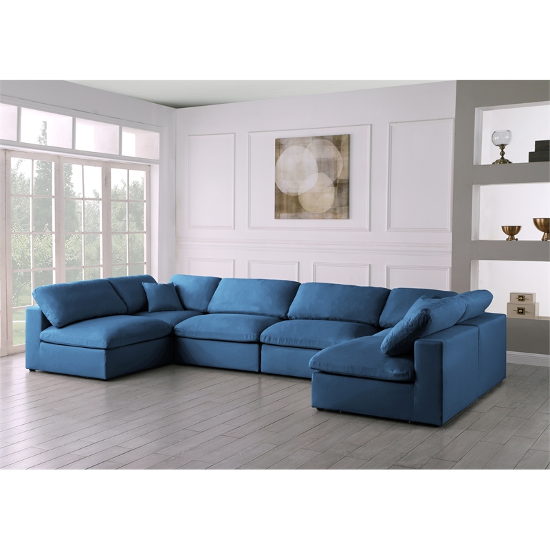 Meridian Furniture Plush Navy Velvet Standard Modular Sectional