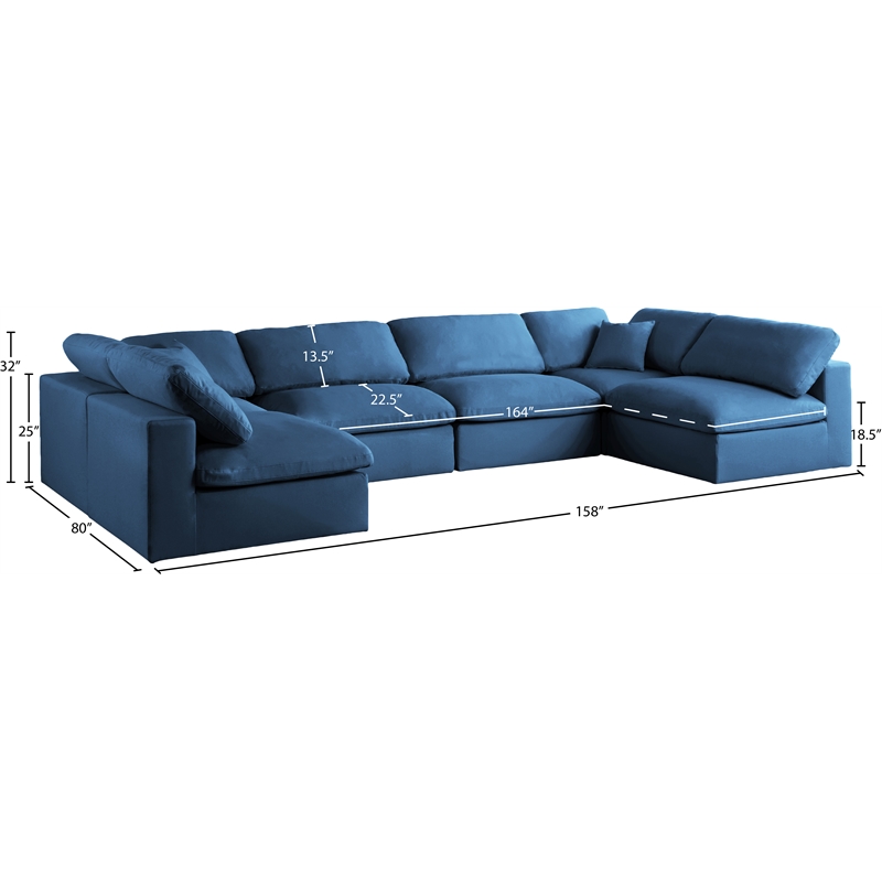 Meridian Furniture Plush Navy Velvet Standard Modular Sectional