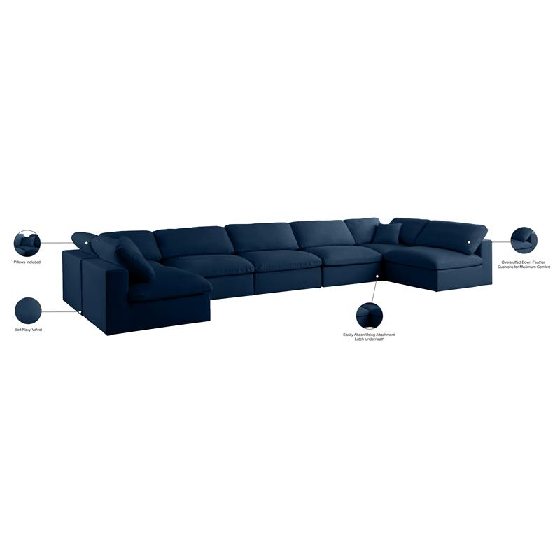 Meridian Furniture Plush Navy Velvet Standard Modular Sectional
