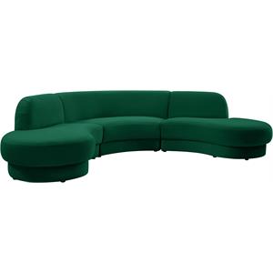 meridian furniture rosa green velvet 3pc. sectional