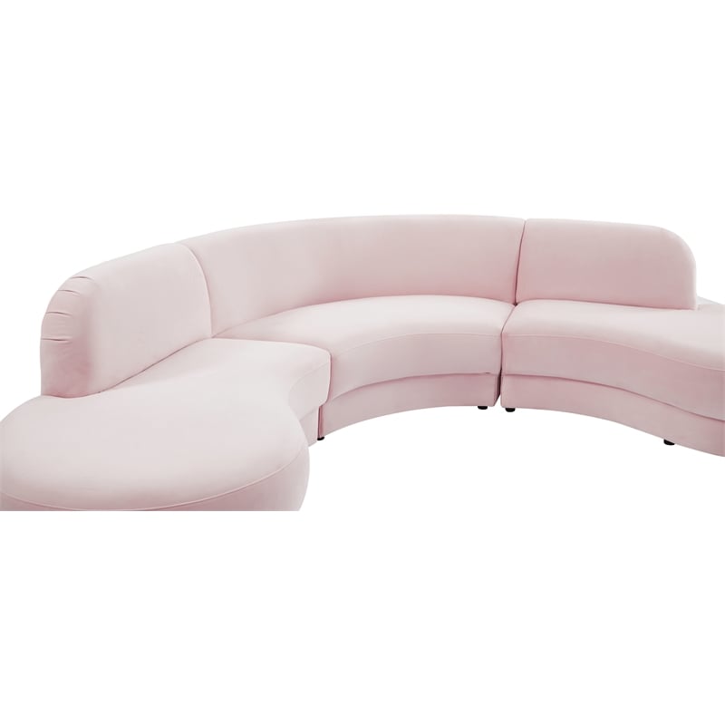 Meridian Furniture Rosa Pink Velvet 3pc. Sectional