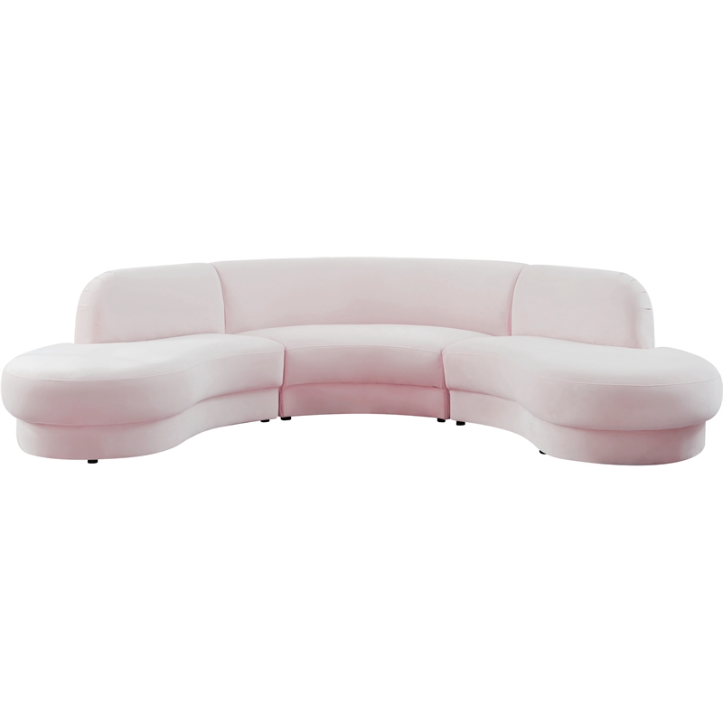 Meridian Furniture Rosa Pink Velvet 3pc. Sectional