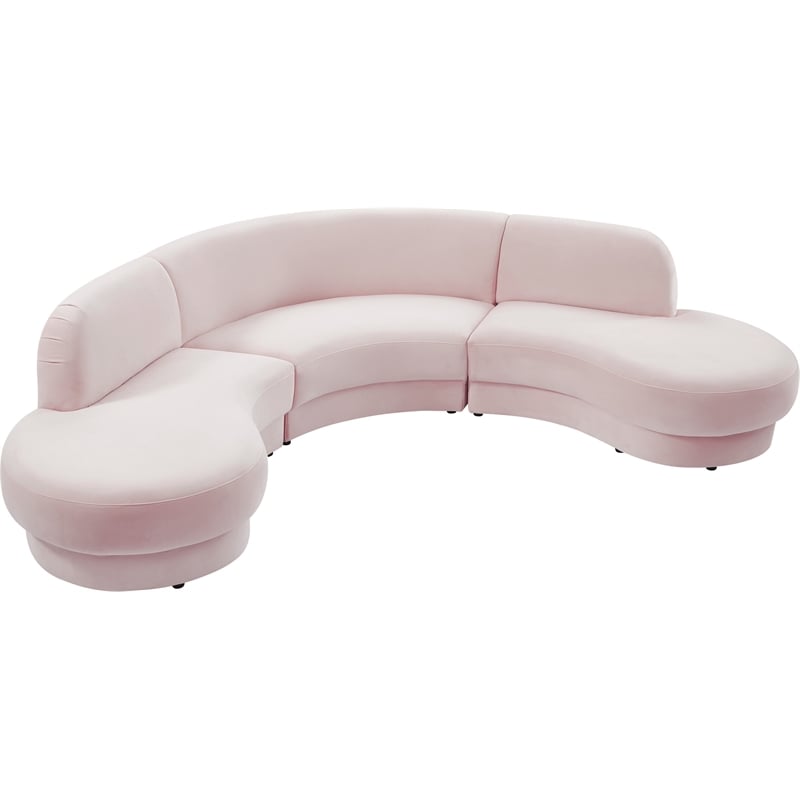 Meridian Furniture Rosa Pink Velvet 3pc. Sectional