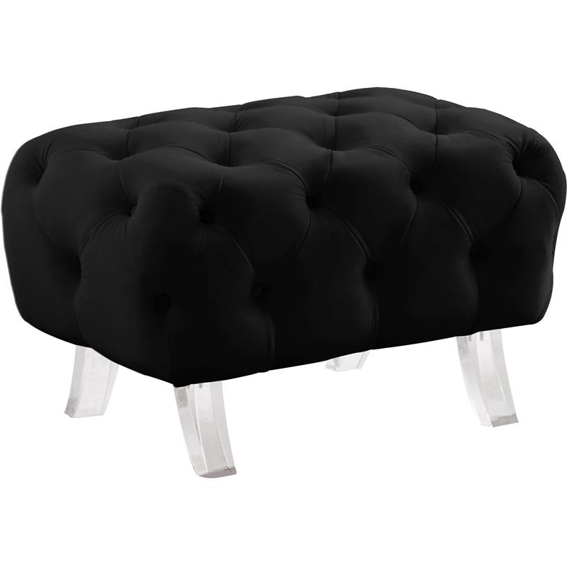 Meridian Furniture Crescent Black Velvet Ottoman