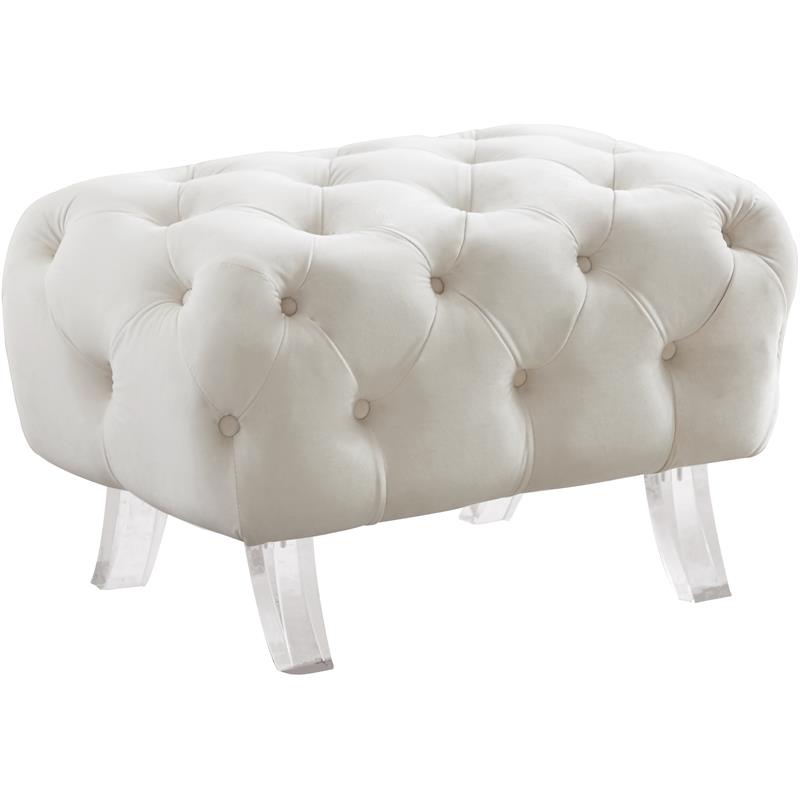 Meridian Furniture Crescent Cream Velvet Ottoman