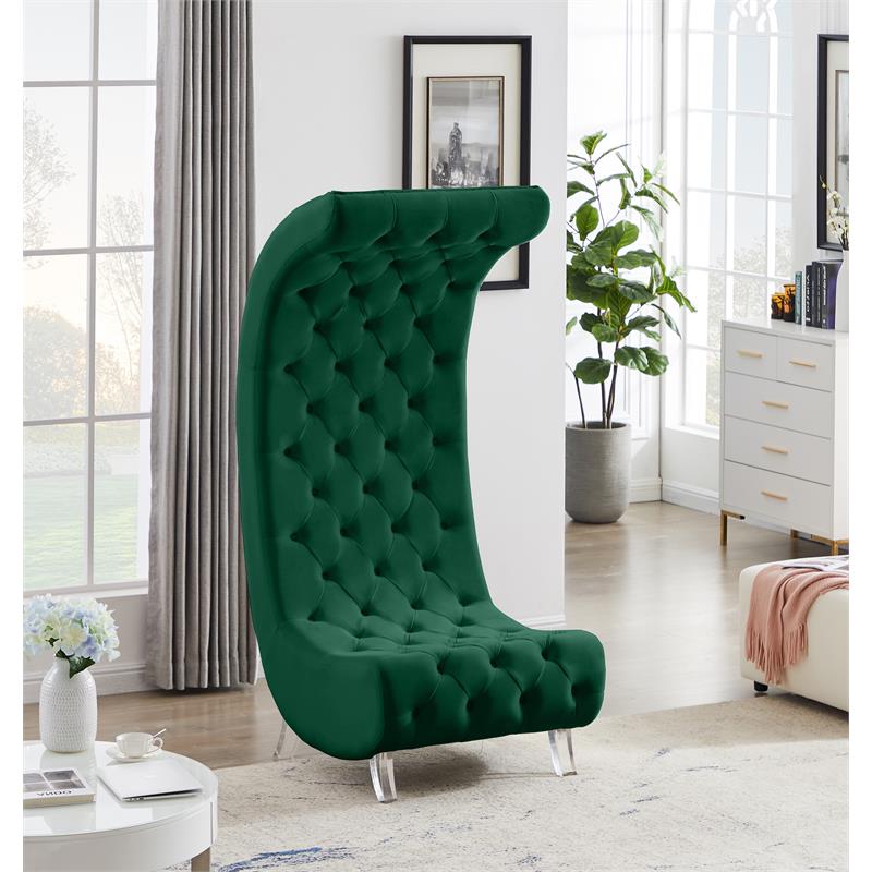 Meridian Furniture Crescent Green Velvet Accent Chair