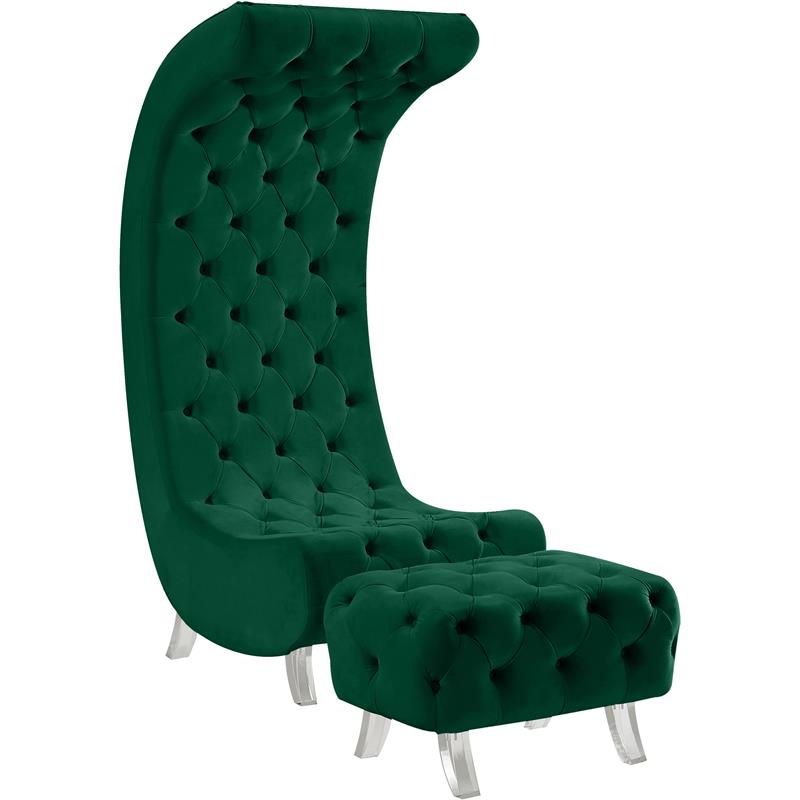 Meridian Furniture Crescent Green Velvet Accent Chair