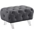 Meridian Furniture Crescent Grey Velvet Ottoman