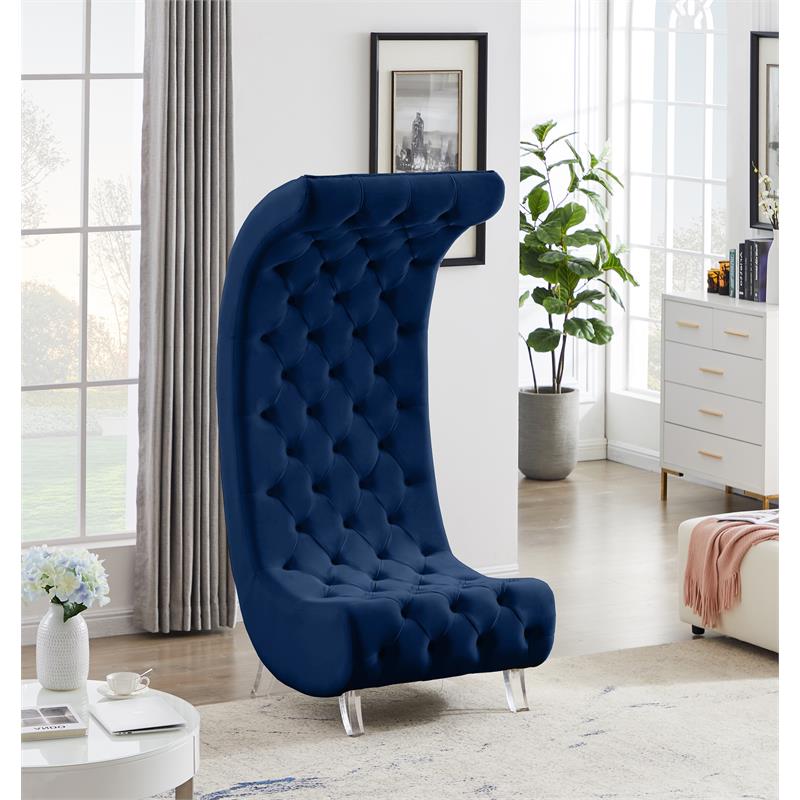 Meridian Furniture Crescent Navy Velvet Accent Chair
