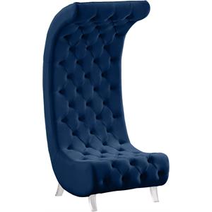 meridian furniture crescent navy velvet accent chair