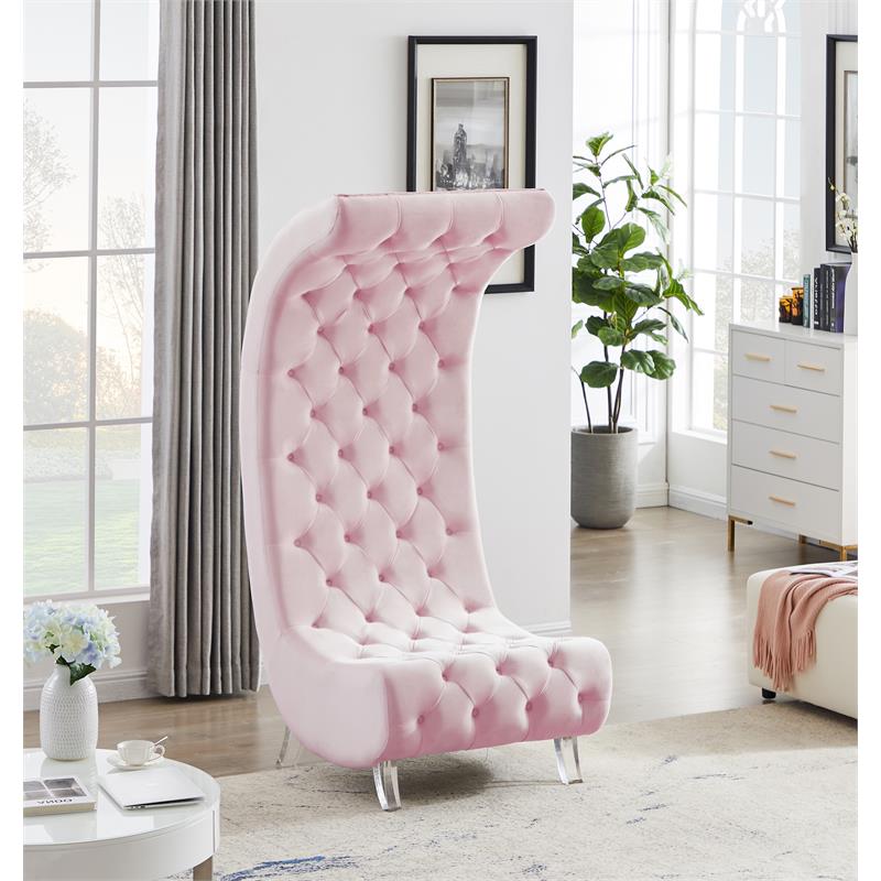 Meridian Furniture Crescent Pink Velvet Accent Chair