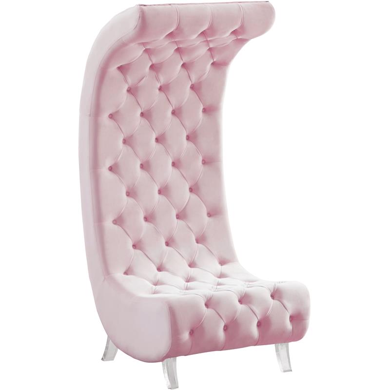 Meridian Furniture Crescent Pink Velvet Accent Chair