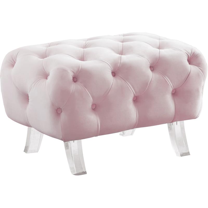 Meridian Furniture Crescent Pink Velvet Ottoman