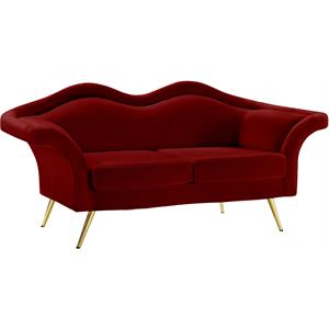 meridian furniture lips red velvet loveseat