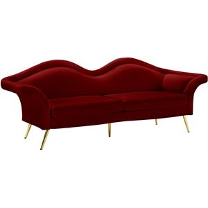 meridian furniture lips red velvet sofa