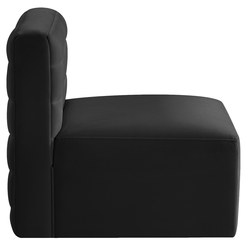 Meridian Furniture Quincy Black Velvet Modular Armless Chair