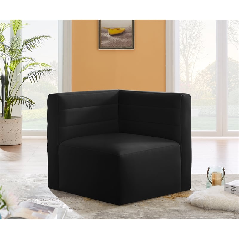 Meridian Furniture Quincy Black Velvet Modular Corner Chair