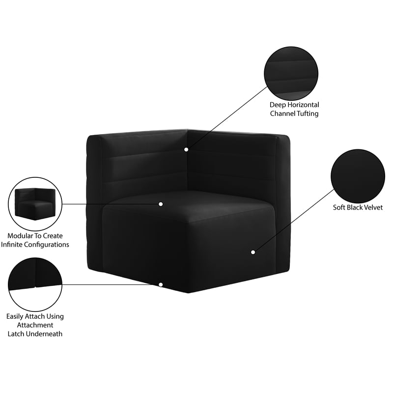 Meridian Furniture Quincy Black Velvet Modular Corner Chair