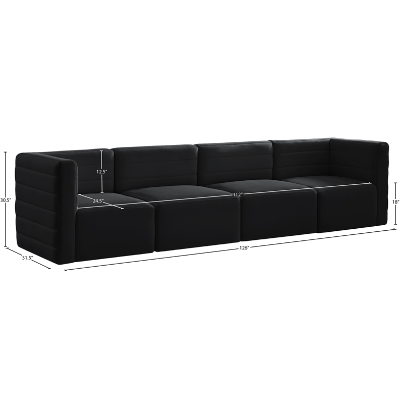 Meridian Furniture Quincy Black Velvet Modular Sofa