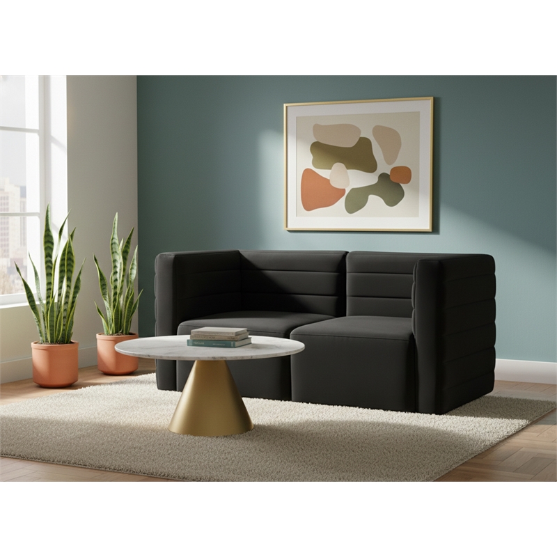 meridian furniture quincy black velvet modular sofa