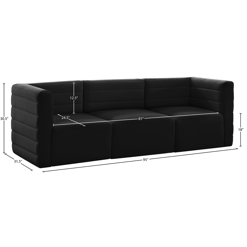 Meridian Furniture Quincy Black Velvet Modular Sofa