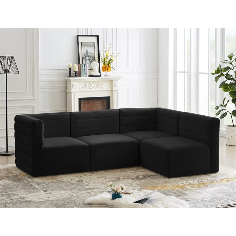 Meridian Furniture Quincy Black Velvet Modular Sectional
