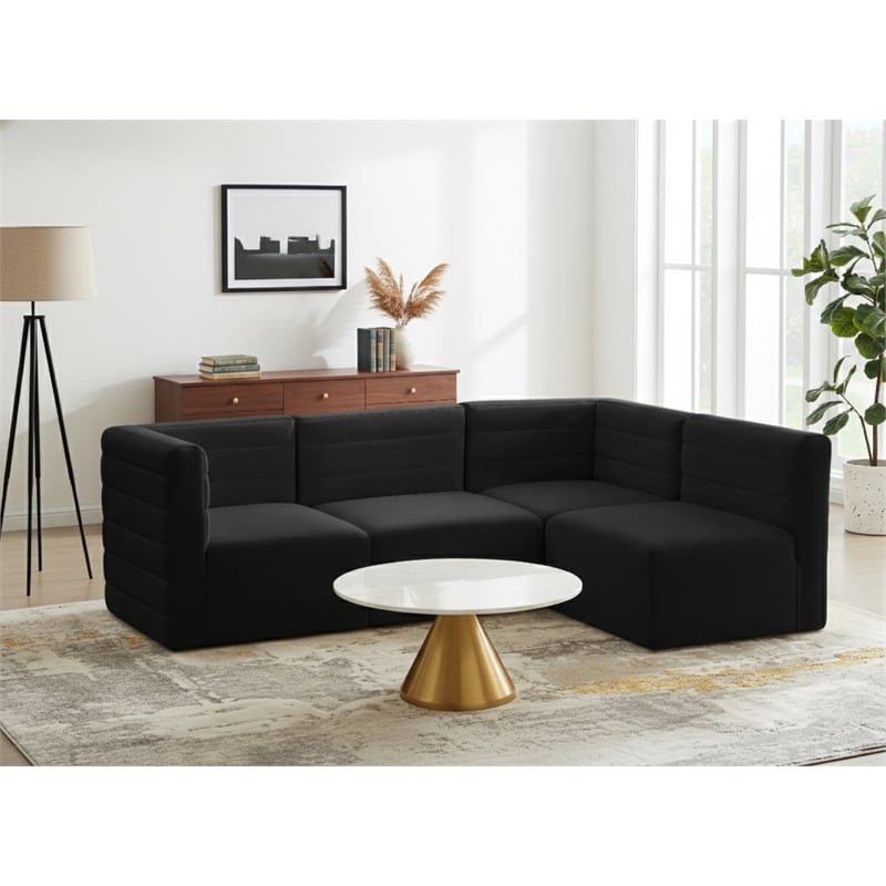 Meridian Furniture Quincy Black Velvet Modular Sectional