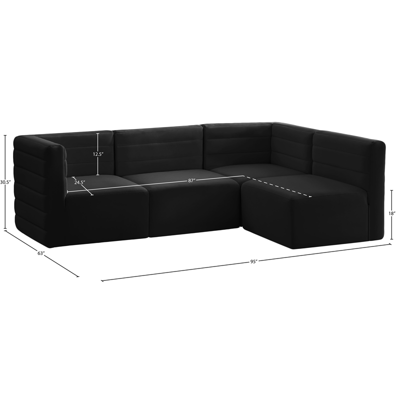 Meridian Furniture Quincy Black Velvet Modular Sectional