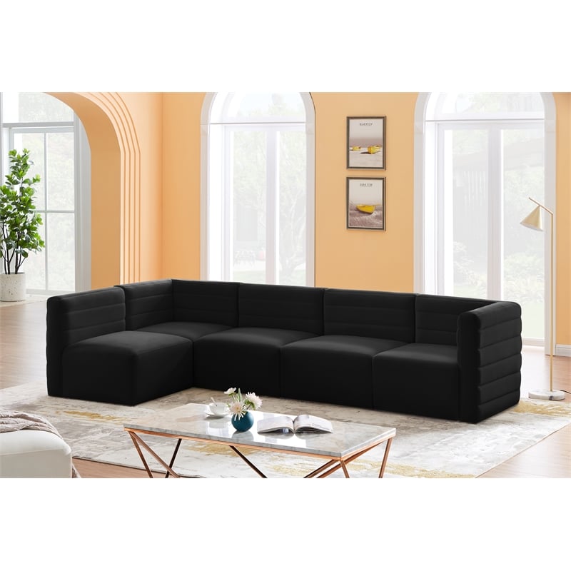 Meridian Furniture Quincy Black Velvet Modular Sectional
