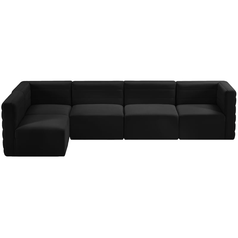 Meridian Furniture Quincy Black Velvet Modular Sectional