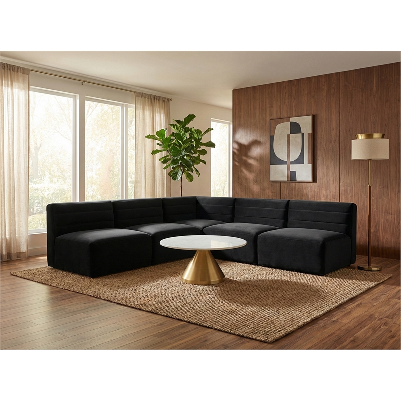 Meridian Furniture Quincy Black Velvet Modular Sectional