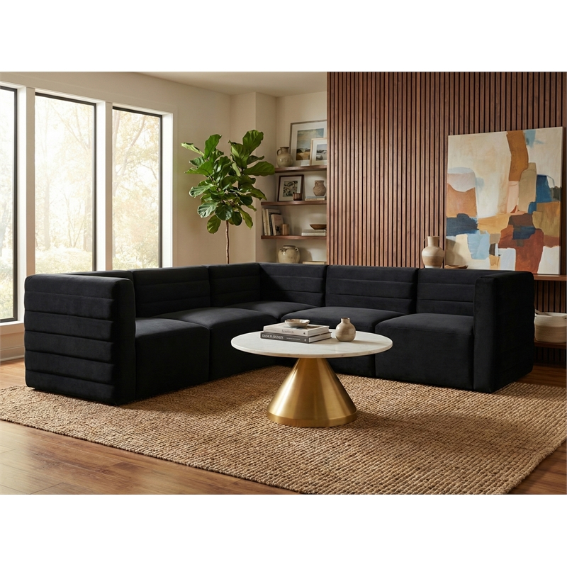 Meridian Furniture Quincy Black Velvet Modular Sectional